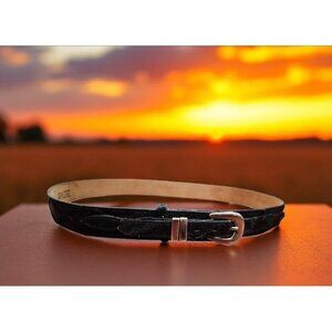 Justin Wéstern Men’s Genuine Leather Belt Black Silver Buckle Textured snake 42
